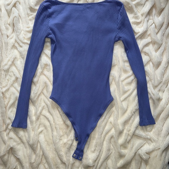 Zara Blue Ribbed Bodysuit - Picture 4 of 4